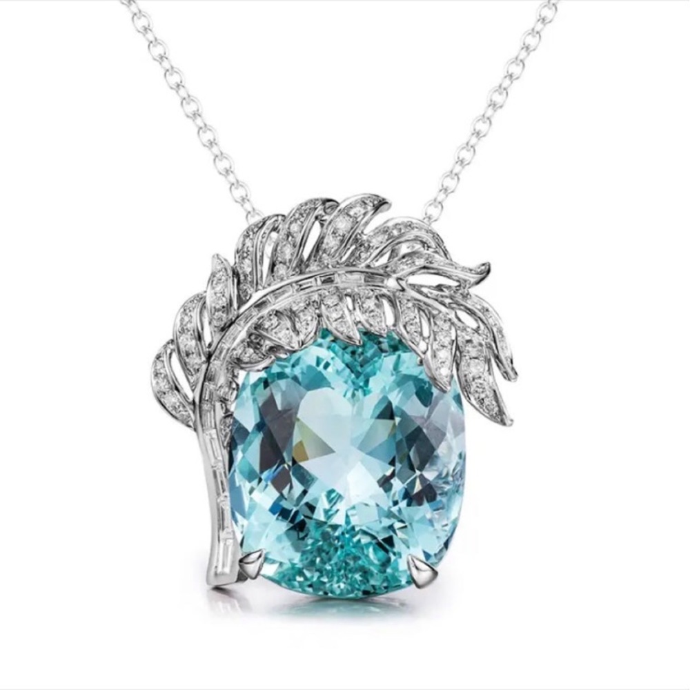 Tourmaline pendant necklace with blue sapphire and Swarovski elements